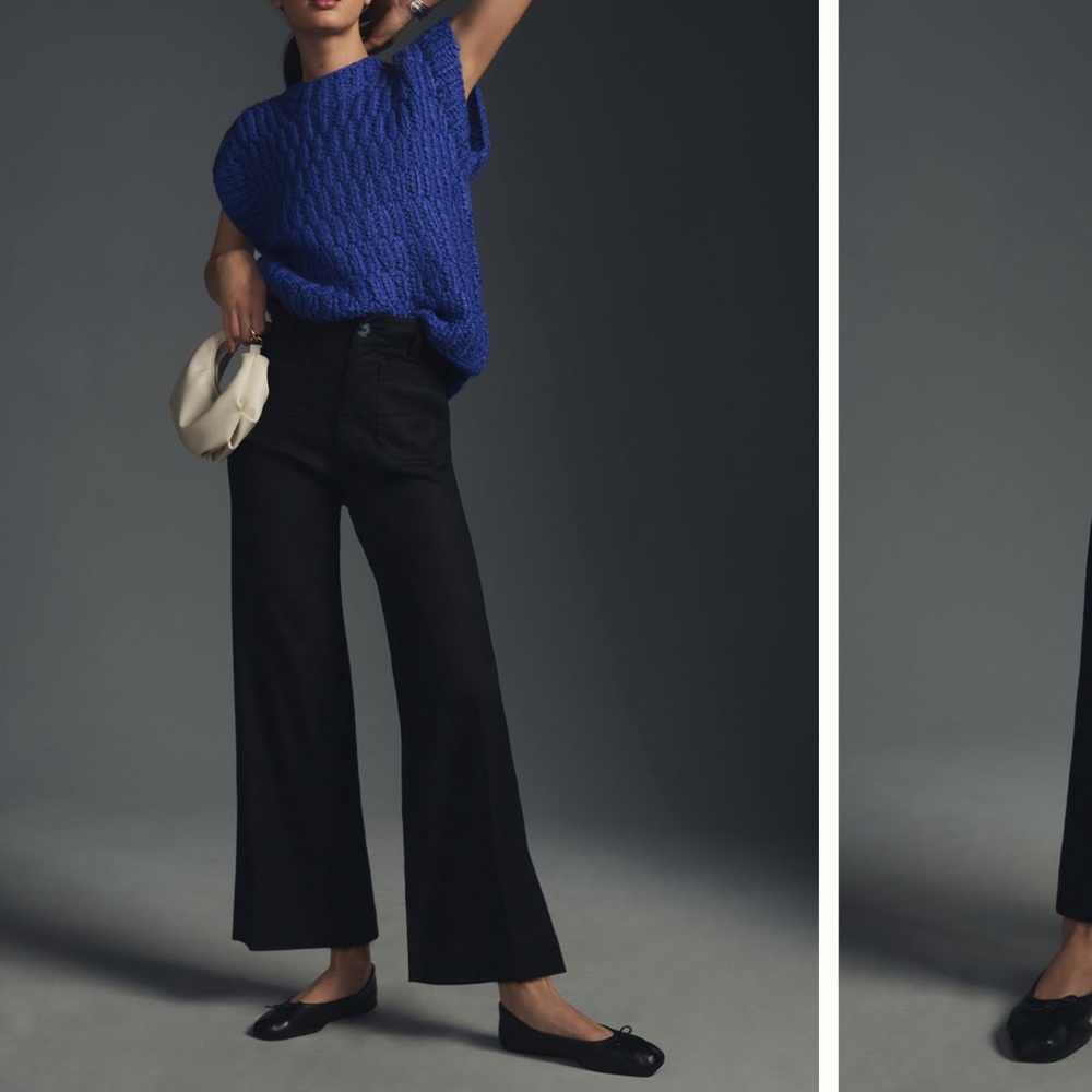 Anthropologie the Colette wide leg cropped pants linen